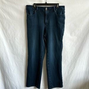 Coldwater Creek dark wash straight leg blue jeans, size 14